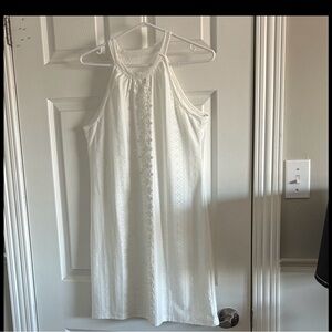 White Eyelet Halter Dress